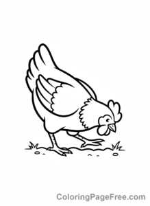 Chicken coloring page - Chicken pecking ground