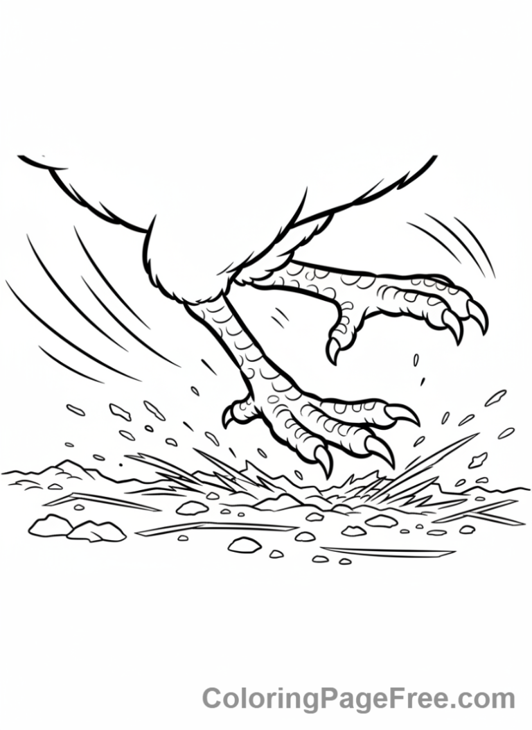 Chicken coloring page - Chicken scratching feet