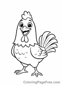 Chicken coloring page - Happy chicken standing