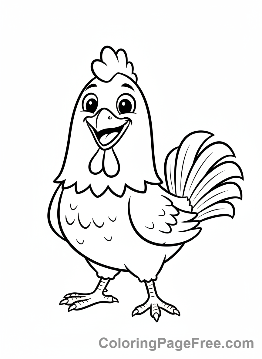 Chicken coloring page - Happy chicken standing