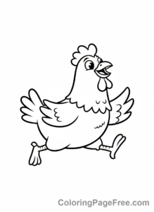 Chicken coloring page - Running chicken joyful