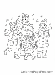 Christmas coloring page - Carolers singing