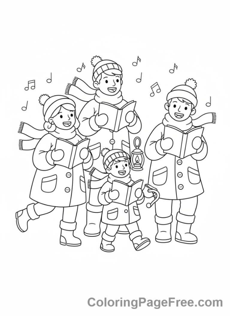 Christmas coloring page - Carolers singing