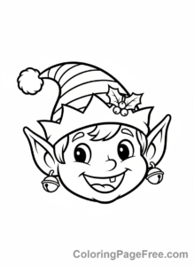 Christmas Elf coloring page - Elf close-up smiling