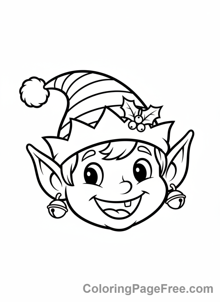 Christmas Elf coloring page - Elf close-up smiling
