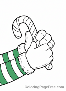 Christmas Elf coloring page - Elf holds candy