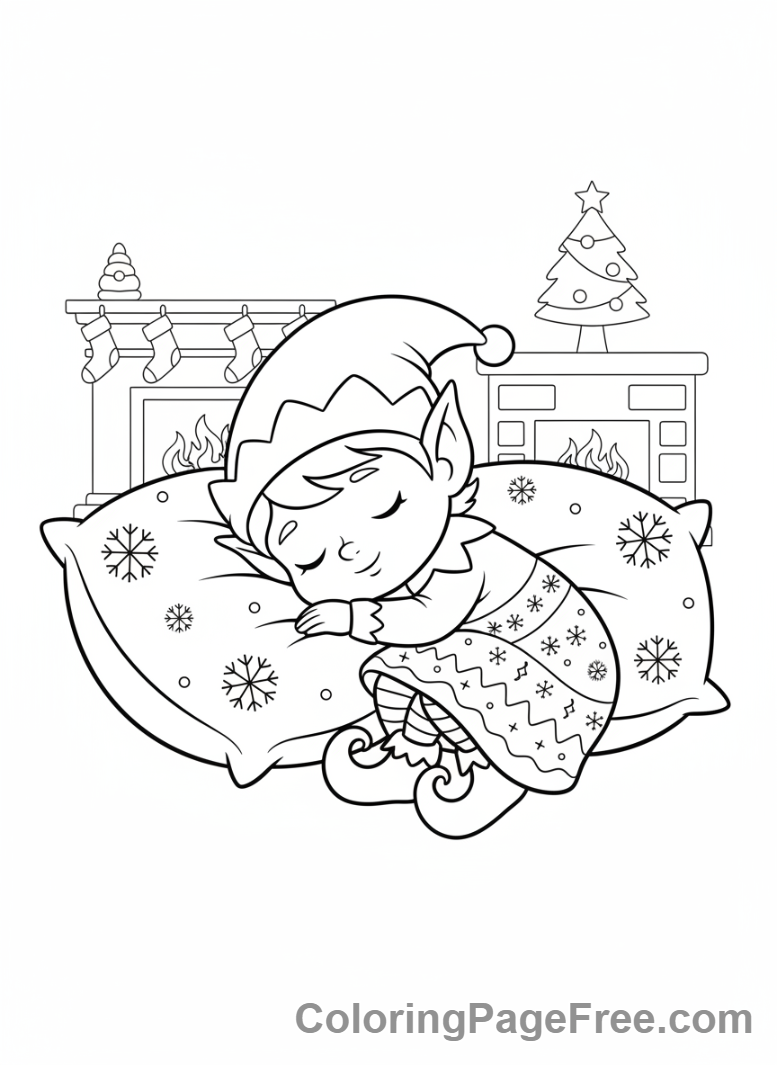 Christmas Elf coloring page - Elf sleeping peaceful