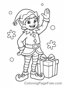 Christmas Elf coloring page - Elf waves goodbye