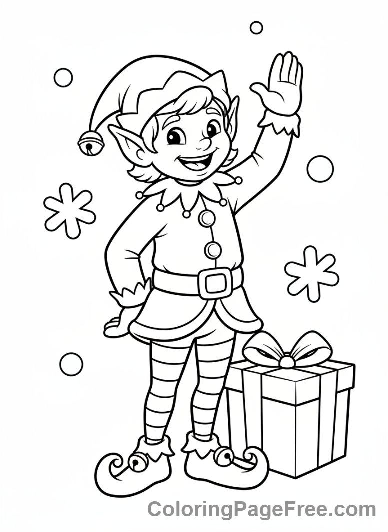 Christmas Elf coloring page - Elf waves goodbye