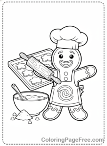 Christmas coloring page - Gingerbread baking