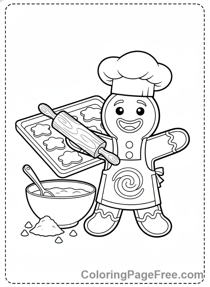 Christmas coloring page - Gingerbread baking