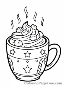 Christmas coloring page - Hot chocolate mug