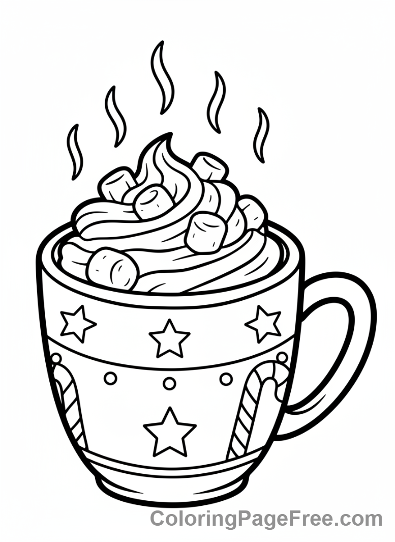 Christmas coloring page - Hot chocolate mug