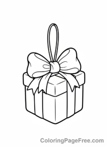 Christmas Ornament coloring page - Gift box ornament bow