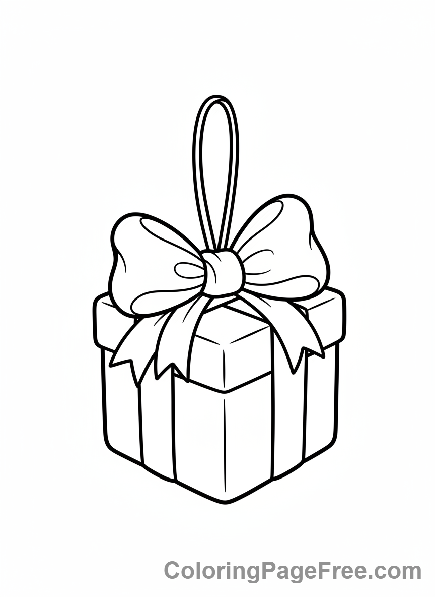 Christmas Ornament coloring page - Gift box ornament bow