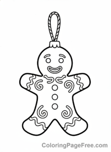 Christmas Ornament coloring page - Gingerbread man cute
