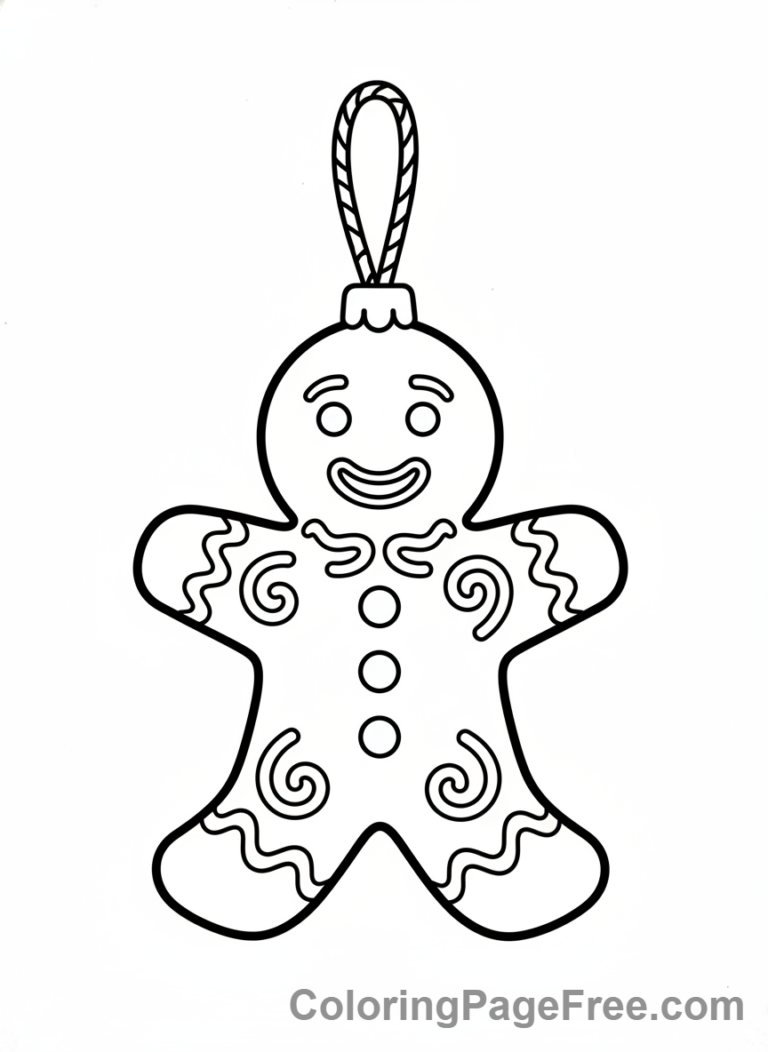 Christmas Ornament coloring page - Gingerbread man cute