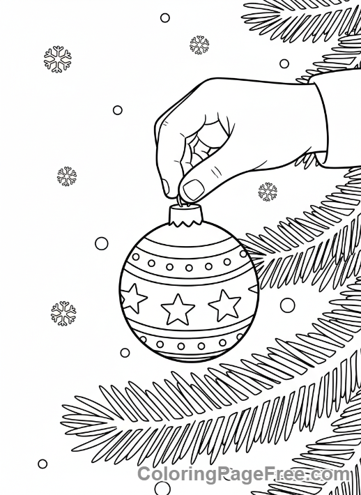 Christmas Ornament coloring page - Hand hanging ornament