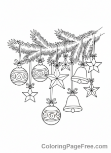 Christmas Ornament coloring page - Ornaments cluster branch