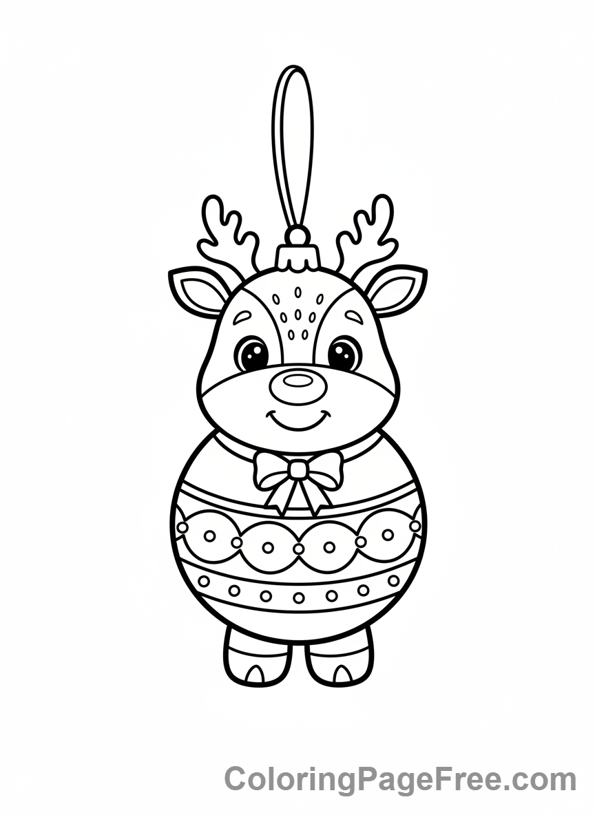 Christmas Ornament coloring page - Reindeer ornament antlers