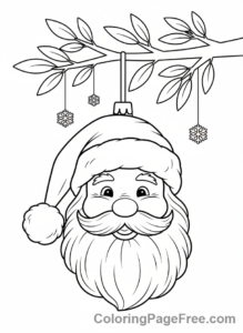 Christmas Ornament coloring page - Santa head ornament