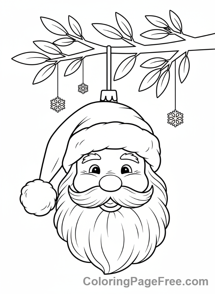 Christmas Ornament coloring page - Santa head ornament