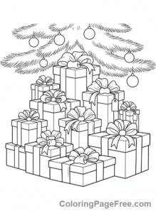 Christmas coloring page - Presents stacked