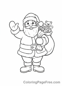 Christmas coloring page - Santa waving