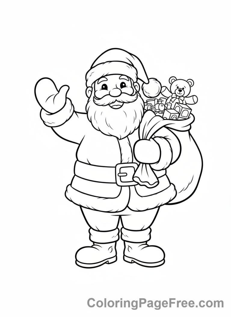 Christmas coloring page - Santa waving
