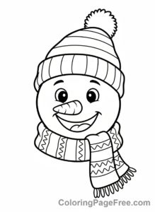 Christmas coloring page - Snowman smiling