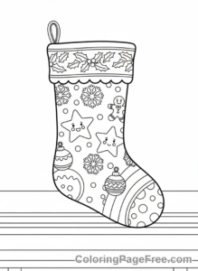 Christmas Stocking coloring page - Elaborate patterned stocking