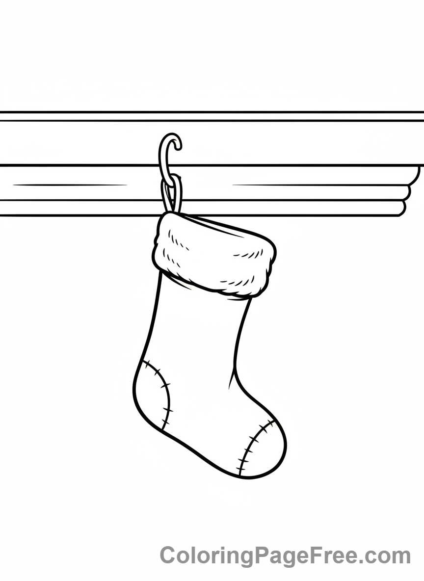 Christmas Stocking coloring page - Empty stocking hanging