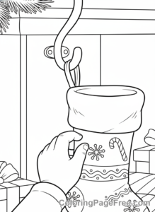Christmas Stocking coloring page - Hand hanging stocking