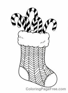 Christmas Stocking coloring page - Stocking candy canes