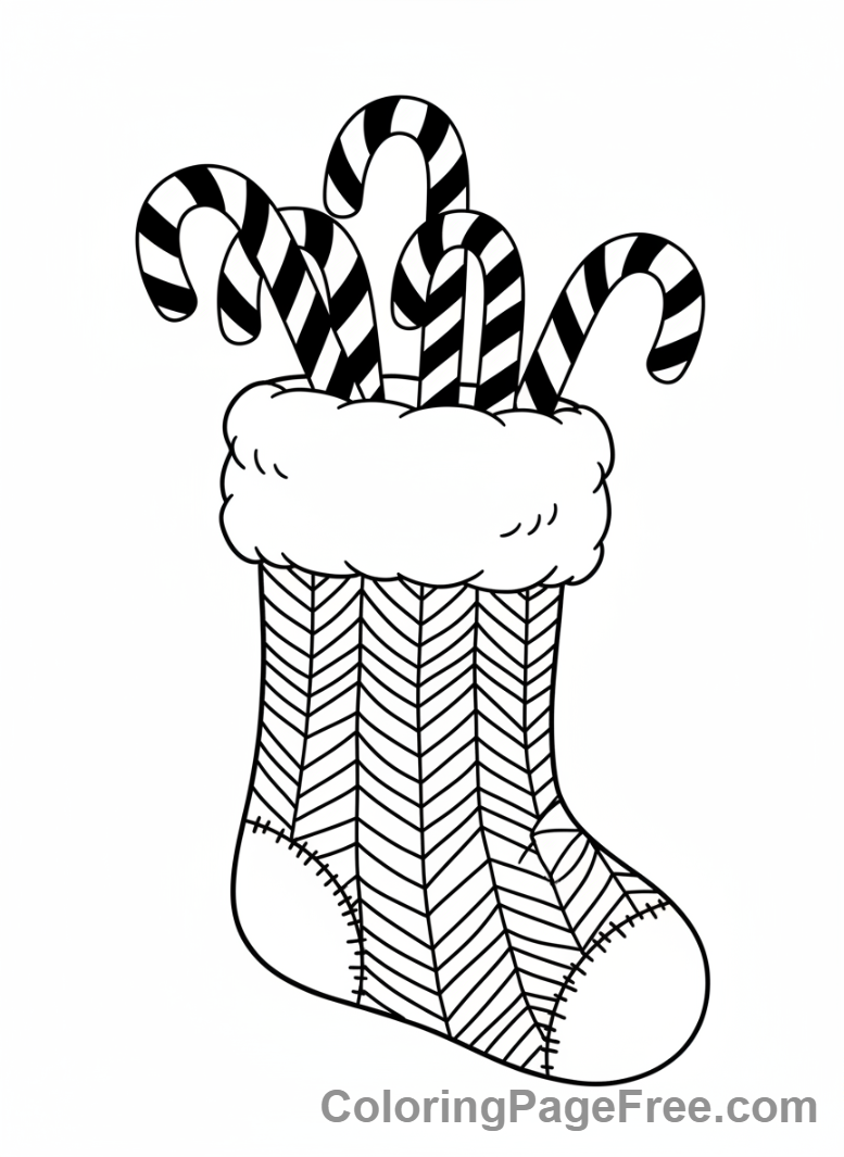 Christmas Stocking coloring page - Stocking candy canes