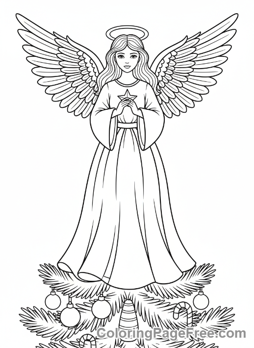 Christmas Tree coloring page - Angel Tree Topper