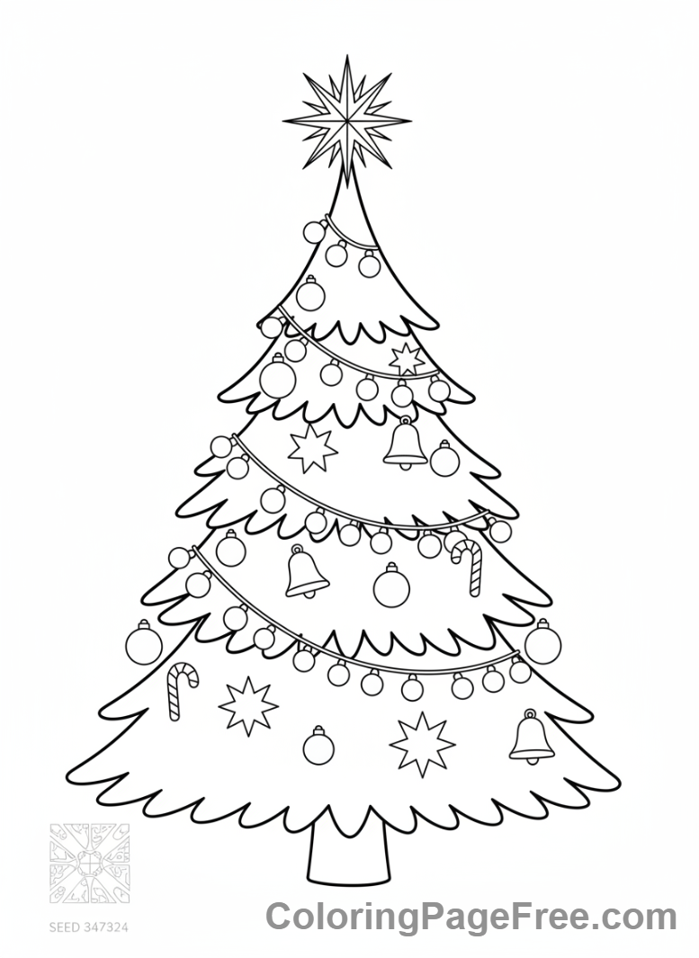Christmas Tree coloring page - Classic Christmas Tree
