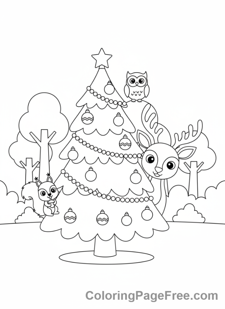Christmas Tree coloring page - Forest Animals Tree