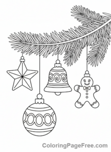 Christmas Tree coloring page - Ornaments Close-up