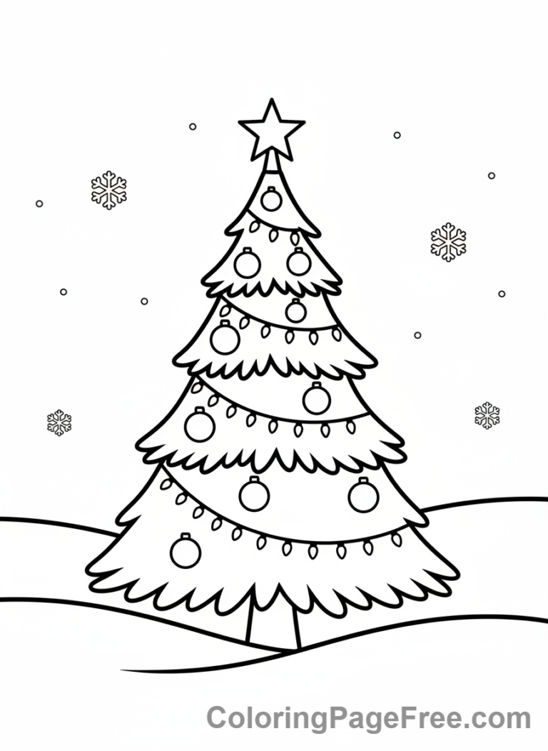 Christmas Tree coloring page - Outdoor Snow Tree