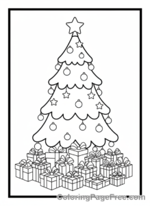 Christmas Tree coloring page - Tree with Gifts