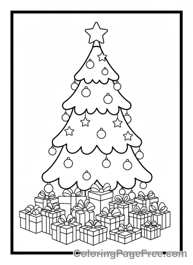 Christmas Tree coloring page - Tree with Gifts