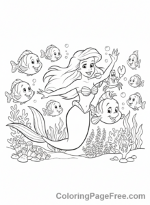 Classic Tales coloring page - Ariel fish friends