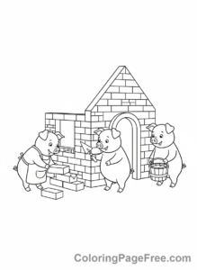 Classic Tales coloring page - Pigs build house