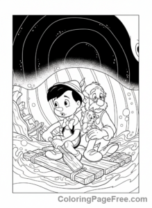 Classic Tales coloring page - Pinocchio whale inside