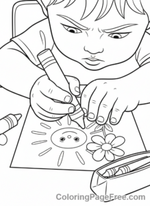 Classroom coloring page - Child drawing art