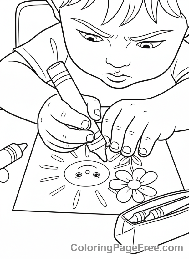 Classroom coloring page - Child drawing art
