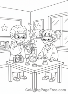 Classroom coloring page - Kids science experiment