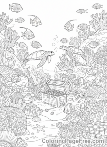 Complex coloring page - Coral reef busy