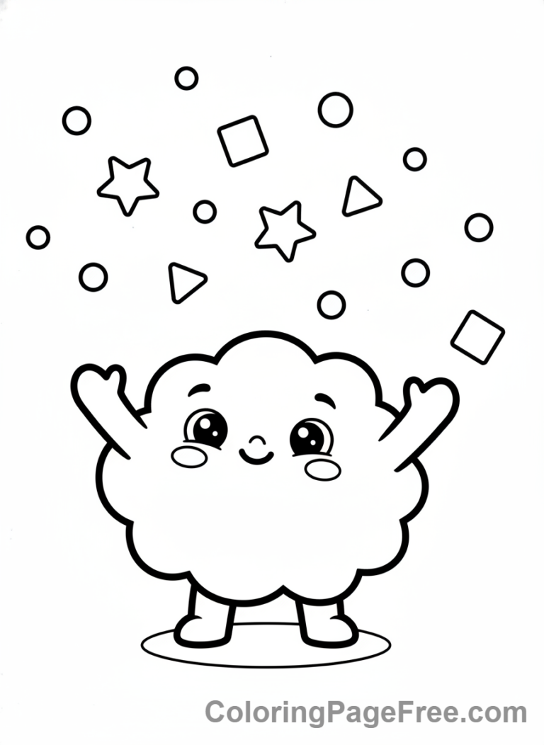 Confetti coloring page - Character catching confetti